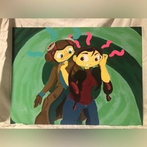 Hand painted painting of the Psychonauts video game